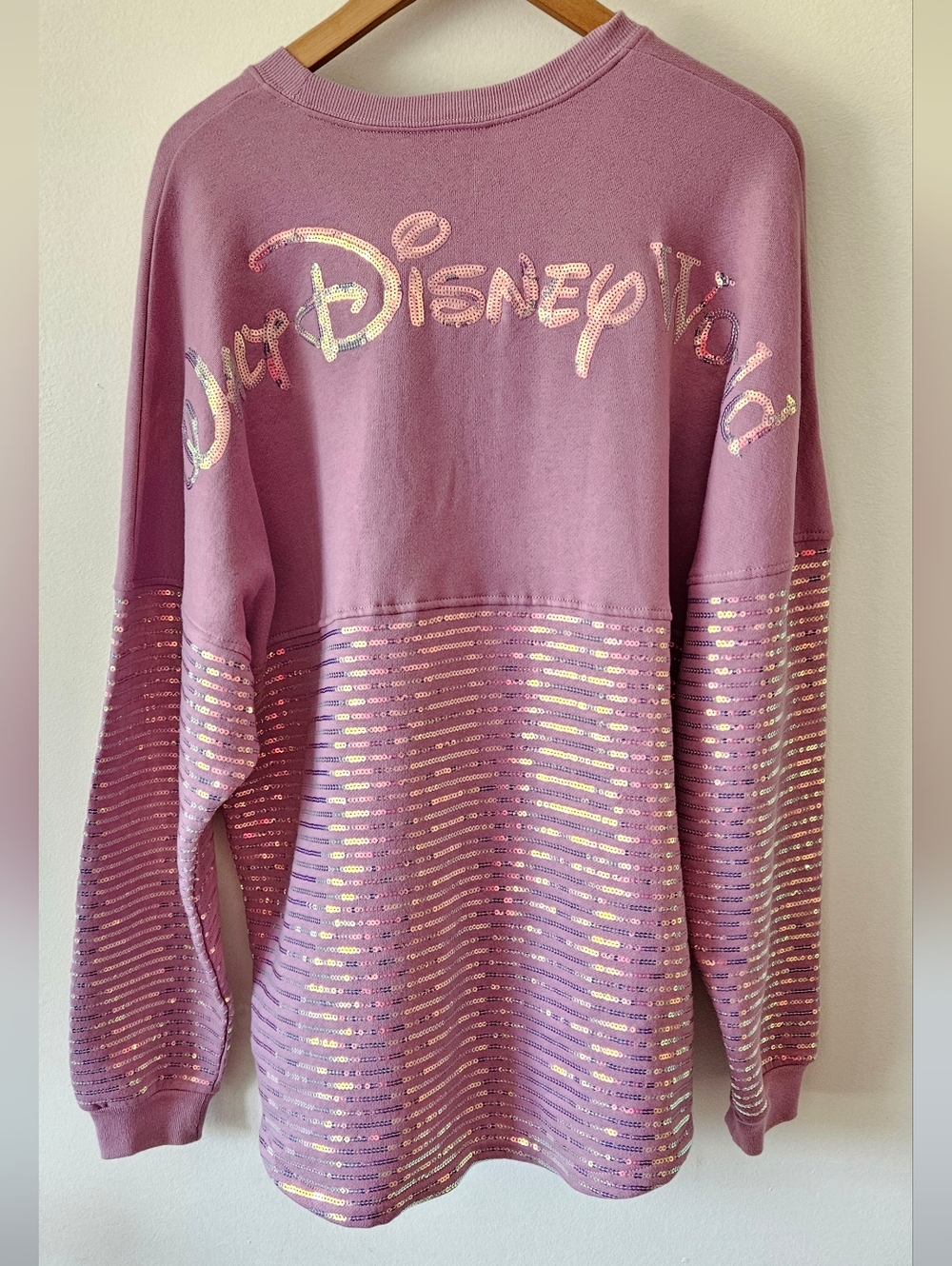Disney World Pink Iridescent Sequin Spirit Jersey Sweatshirt 50th Anniversary